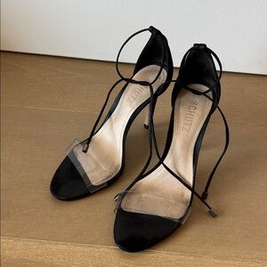SCHUTZ Josseana Black and Clear Heels